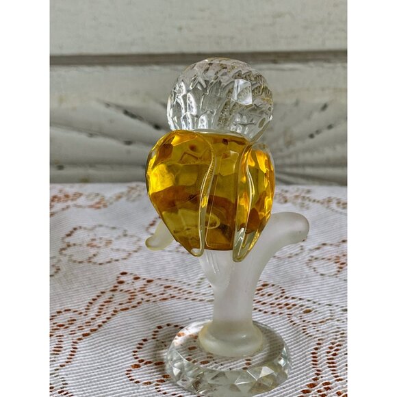 Vintage 1970s Crystal Owl Figurine On a Branch Retro Hippy Decor - Picture 5 of 14